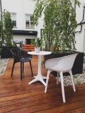 Intesi Krzesło z podłokietnikami Dacun białe tworzywo do jadalni restauracji ogródka lub na balkon Intesi Krzesło z podłokietnikami Dacun białe tworzywo do jadalni restauracji ogródka lub na balkon
