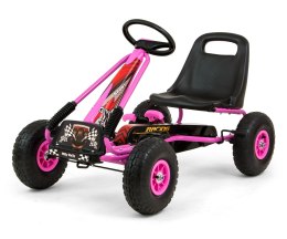 Milly Mally Gokart na pedały Thor Różowy Pojazd Jeździk 3lata+ hamulec pompowane i łożyskowane koła fotel kubełkowy z regulacją