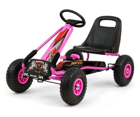 Milly Mally Gokart na pedały Thor Różowy Pojazd Jeździk 3lata+ hamulec pompowane i łożyskowane koła fotel kubełkowy z regulacją Milly Mally Gokart na pedały Thor Różowy Pojazd Jeździk 3lata+ hamulec pompowane i łożyskowane koła fotel kubełkowy z regulacją