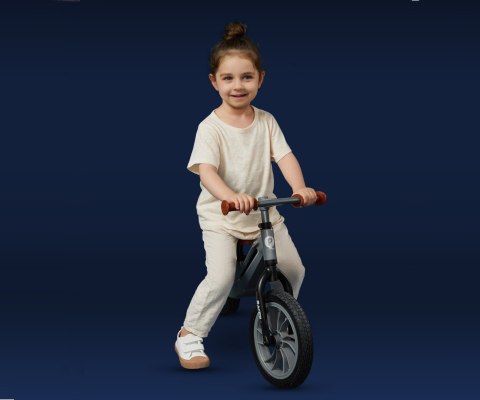 Qplay Qplay Rowerek Biegowy Racer Grey Szary Brąz pompowane łożyskowane koła regulacja wysokości siodełka i kierownicy Qplay Qplay Rowerek Biegowy Racer Grey Szary Brąz pompowane łożyskowane koła regulacja wysokości siodełka i kierownicy