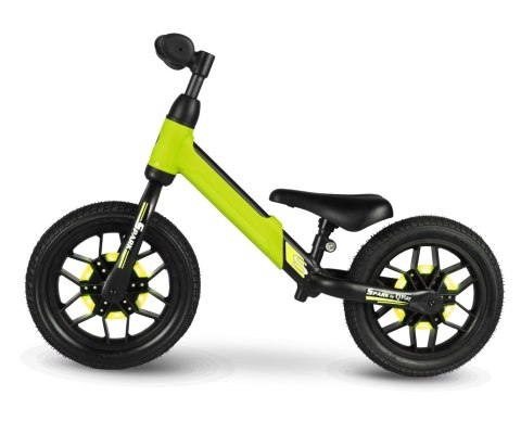 Qplay Qplay Rowerek Biegowy Spark Green Zielony Czarny gumowe świecące koła LED regulacja wysokości siodełka i kierownicy Qplay Qplay Rowerek Biegowy Spark Green Zielony Czarny gumowe świecące koła LED regulacja wysokości siodełka i kierownicy