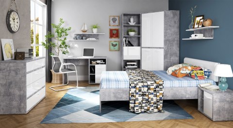 Meble Forte CANMORE CNMK011-C273 Szafka nocna L/P Szary/Biały Meble Forte CANMORE CNMK011-C273 Szafka nocna L/P Szary/Biały