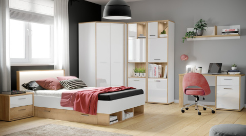 Meble Forte CHICORY CHRBS891-M213 Szafa ubraniowa narożna Biały/Dąb Meble Forte CHICORY CHRBS891-M213 Szafa ubraniowa narożna Biały/Dąb