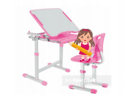 Fun Desk Piccolino III Pink zestaw biurko+krzesło Różowe Białe dla dziewczynki Fun Desk Piccolino III Pink zestaw biurko+krzesło Różowe Białe dla dziewczynki