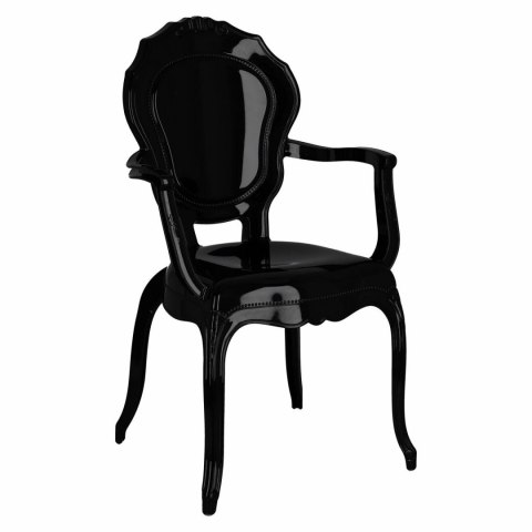 Intesi Krzesło Queen Arm nowoczesne i eleganckie czarne połysk tworzywo z podłokietnikami można sztaplować Intesi Krzesło Queen Arm nowoczesne i eleganckie czarne połysk tworzywo z podłokietnikami można sztaplować