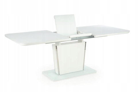 HALMAR stół BONARI rozkładany biały szkło MDF lakierowany stal chromowana 160-200x90 HALMAR stół BONARI rozkładany biały szkło MDF lakierowany stal chromowana 160-200x90