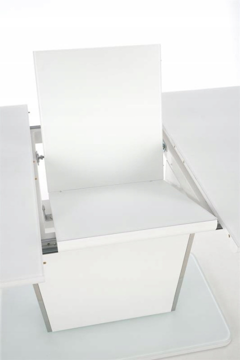 HALMAR stół BONARI rozkładany biały szkło MDF lakierowany stal chromowana 160-200x90 HALMAR stół BONARI rozkładany biały szkło MDF lakierowany stal chromowana 160-200x90
