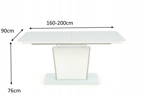 HALMAR stół BONARI rozkładany biały szkło MDF lakierowany stal chromowana 160-200x90 HALMAR stół BONARI rozkładany biały szkło MDF lakierowany stal chromowana 160-200x90