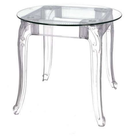 Intesi Stół Ghost 80cm transparentny okrągły blat szklany, bogato zdobiony stelaż tworzywo Intesi Stół Ghost 80cm transparentny okrągły blat szklany, bogato zdobiony stelaż tworzywo
