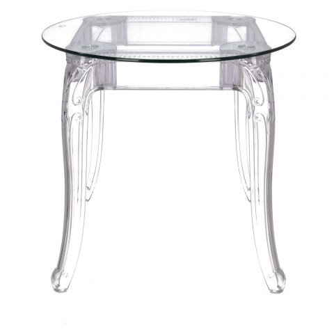 Intesi Stół Ghost 80cm transparentny okrągły blat szklany, bogato zdobiony stelaż tworzywo Intesi Stół Ghost 80cm transparentny okrągły blat szklany, bogato zdobiony stelaż tworzywo