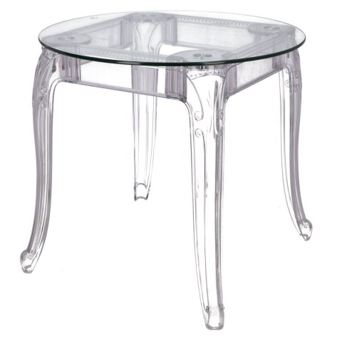 Intesi Stół Ghost 80cm transparentny okrągły blat szklany, bogato zdobiony stelaż tworzywo Intesi Stół Ghost 80cm transparentny okrągły blat szklany, bogato zdobiony stelaż tworzywo