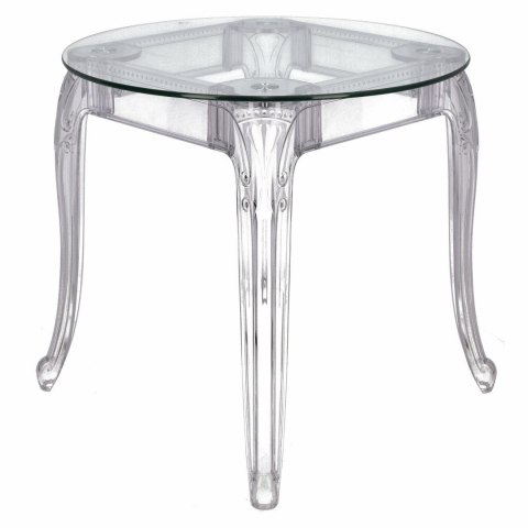 Intesi Stół Ghost 80cm transparentny okrągły blat szklany, bogato zdobiony stelaż tworzywo Intesi Stół Ghost 80cm transparentny okrągły blat szklany, bogato zdobiony stelaż tworzywo