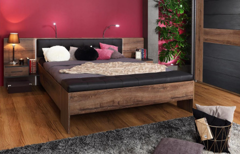 Meble Forte BELLEVUE BLQL161B-N09 Łóżko z szafkami nocnymi Dąb Szlachetny/Dąb Czarny Meble Forte BELLEVUE BLQL161B-N09 Łóżko z szafkami nocnymi Dąb Szlachetny/Dąb Czarny