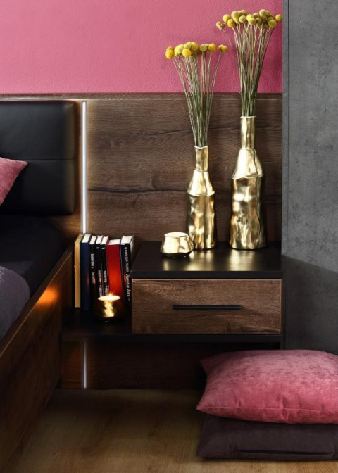 Meble Forte BELLEVUE BLQL161B-N09 Łóżko z szafkami nocnymi Dąb Szlachetny/Dąb Czarny Meble Forte BELLEVUE BLQL161B-N09 Łóżko z szafkami nocnymi Dąb Szlachetny/Dąb Czarny