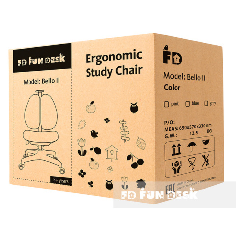 Fun Desk Bello II Pink Ortopedyczne krzesełko z regulacją wysokości Różowy Fun Desk Bello II Pink Ortopedyczne krzesełko z regulacją wysokości Różowy
