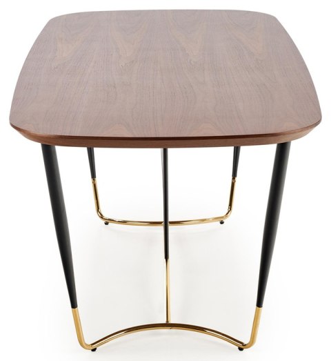 HALMAR stół MANCHESTER blat MDF okleina naturalna orzech nogi stal malowana stal chromowana czarny / złoty 180x90 HALMAR stół MANCHESTER blat MDF okleina naturalna orzech nogi stal malowana stal chromowana czarny / złoty 180x90