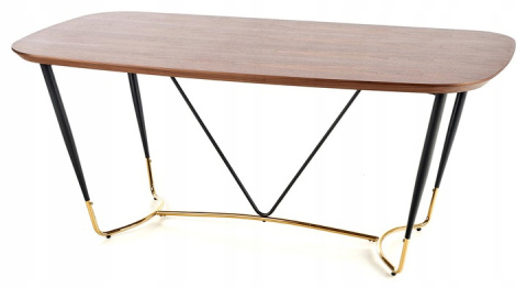HALMAR stół MANCHESTER blat MDF okleina naturalna orzech nogi stal malowana stal chromowana czarny / złoty 180x90 HALMAR stół MANCHESTER blat MDF okleina naturalna orzech nogi stal malowana stal chromowana czarny / złoty 180x90