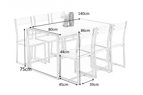 STÓŁ + 6 KRZESEŁ ZESTAW BOLIVAR Halmar DĄB ZŁOTY / CZARNY MDF laminowany stal malowana proszkowo STÓŁ + 6 KRZESEŁ ZESTAW BOLIVAR Halmar DĄB ZŁOTY / CZARNY MDF laminowany stal malowana proszkowo