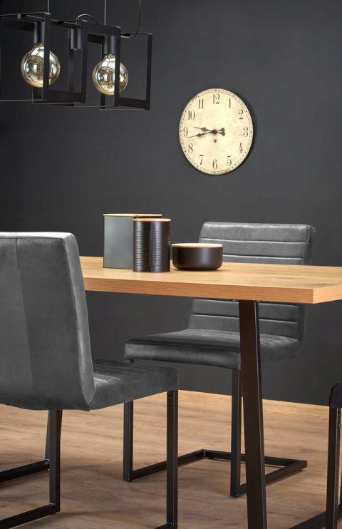 HALMAR stół ULRICH blat MDF + melamina - dąb złoty, nogi stal malowana- czarny 160x90 HALMAR stół ULRICH blat MDF + melamina - dąb złoty, nogi stal malowana- czarny 160x90