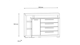 Meble Forte JULIETTA CRMK35L-C272 Komoda L szafka, szuflady, półki, Szary/Biały