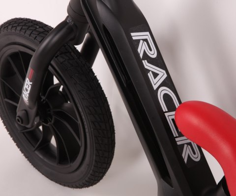 Qplay Qplay Rowerek Biegowy Racer Black Czarny Czerwony pompowane łożyskowane koła regulacja wysokości siodełka i kierownicy Qplay Qplay Rowerek Biegowy Racer Black Czarny Czerwony pompowane łożyskowane koła regulacja wysokości siodełka i kierownicy