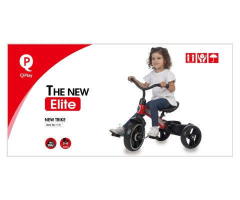 Qplay Rowerek Trójkołowy Elite Red Czerwono Czarny regulacja wysokości siodełka pedały w przednim kole koszyk na zabawki 2 lata+ Qplay Rowerek Trójkołowy Elite Red Czerwono Czarny regulacja wysokości siodełka pedały w przednim kole koszyk na zabawki 2 lata+