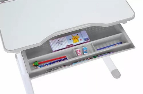 Fun Desk Botero Grey - Biurko z krzesełkiem dla dzieci lampa i stojak na książki zestaw - Szary/Biały Fun Desk Botero Grey - Biurko z krzesełkiem dla dzieci lampa i stojak na książki zestaw - Szary/Biały