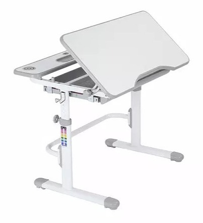 Fun Desk Botero Grey - Biurko z krzesełkiem dla dzieci lampa i stojak na książki zestaw - Szary/Biały Fun Desk Botero Grey - Biurko z krzesełkiem dla dzieci lampa i stojak na książki zestaw - Szary/Biały