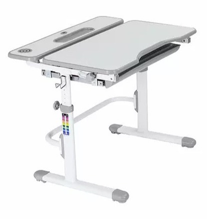 Fun Desk Botero Grey - Biurko z krzesełkiem dla dzieci lampa i stojak na książki zestaw - Szary/Biały Fun Desk Botero Grey - Biurko z krzesełkiem dla dzieci lampa i stojak na książki zestaw - Szary/Biały