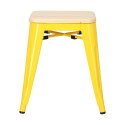 D2.DESIGN Taboret Stołek Paris Wood żółty metalowy siedzisko drewniane sosna naturalna D2.DESIGN Taboret Stołek Paris Wood żółty metalowy siedzisko drewniane sosna naturalna