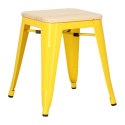 D2.DESIGN Taboret Stołek Paris Wood żółty metalowy siedzisko drewniane sosna naturalna D2.DESIGN Taboret Stołek Paris Wood żółty metalowy siedzisko drewniane sosna naturalna