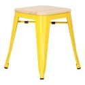 D2.DESIGN Taboret Stołek Paris Wood żółty metalowy siedzisko drewniane sosna naturalna D2.DESIGN Taboret Stołek Paris Wood żółty metalowy siedzisko drewniane sosna naturalna