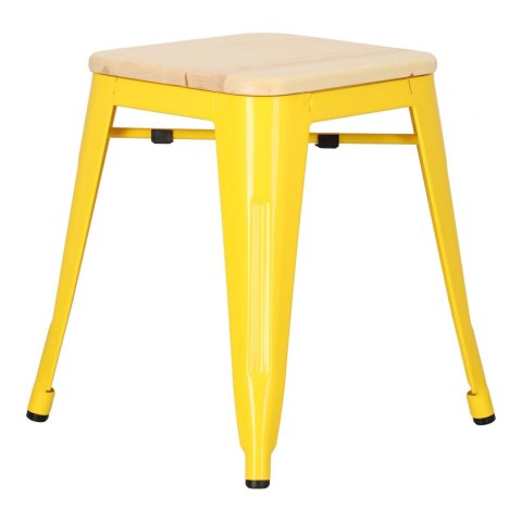 D2.DESIGN Taboret Stołek Paris Wood żółty metalowy siedzisko drewniane sosna naturalna D2.DESIGN Taboret Stołek Paris Wood żółty metalowy siedzisko drewniane sosna naturalna