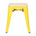 D2.DESIGN Taboret Stołek Paris Wood żółty metalowy siedzisko drewniane sosna naturalna D2.DESIGN Taboret Stołek Paris Wood żółty metalowy siedzisko drewniane sosna naturalna