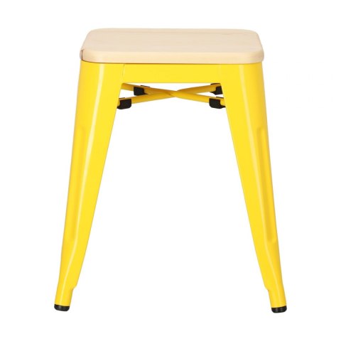 D2.DESIGN Taboret Stołek Paris Wood żółty metalowy siedzisko drewniane sosna naturalna D2.DESIGN Taboret Stołek Paris Wood żółty metalowy siedzisko drewniane sosna naturalna