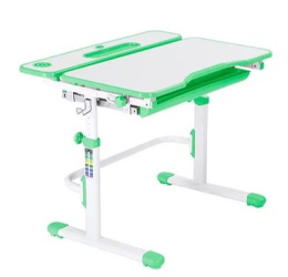 Fun Desk Freessia Green - Regulowane biurko Cubby Biały/Zielony