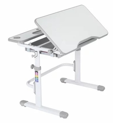 Fun Desk Fressia Grey z lampką - Regulowane biurko z szufladą Cubby Biały/Szary Fun Desk Fressia Grey z lampką - Regulowane biurko z szufladą Cubby Biały/Szary