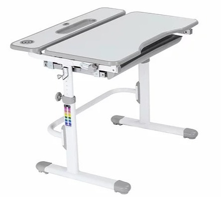 Fun Desk Fressia Grey z lampką - Regulowane biurko z szufladą Cubby Biały/Szary Fun Desk Fressia Grey z lampką - Regulowane biurko z szufladą Cubby Biały/Szary