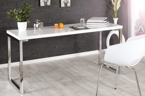 Invicta Interior INVICTA biurko VERK 140x60 białe MDF lakierowany, nogi stal chromowana Invicta Interior INVICTA biurko VERK 140x60 białe MDF lakierowany, nogi stal chromowana