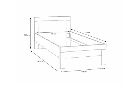 Meble Forte SNOW SNWL09-C50 Łóżko pojedyńcze młodzieżowe 90x200 cm Biały mat Meble Forte SNOW SNWL09-C50 Łóżko pojedyńcze młodzieżowe 90x200 cm Biały mat