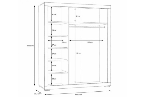 Meble Forte SNOW SNWS83-C50 Szafa ubraniowa trzydrzwiowa Biały mat Meble Forte SNOW SNWS83-C50 Szafa ubraniowa trzydrzwiowa Biały mat