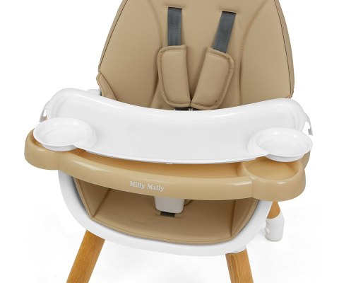 Milly Mally Krzesełko do karmienia 2w1 Malmo Beige Beżowe wielofunkcyjne 6m-6lat tapicerka ekoskóra pasy zdejmowana tacka Milly Mally Krzesełko do karmienia 2w1 Malmo Beige Beżowe wielofunkcyjne 6m-6lat tapicerka ekoskóra pasy zdejmowana tacka