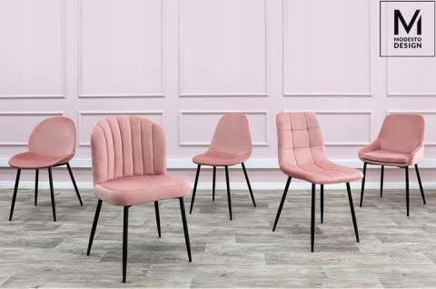 KRZESŁO RANGO Modesto Design MODESTO RÓŻOWE - WELUR NOGI metal CZARNY KRZESŁO RANGO Modesto Design MODESTO RÓŻOWE - WELUR NOGI metal CZARNY
