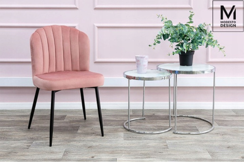 KRZESŁO RANGO Modesto Design MODESTO RÓŻOWE - WELUR NOGI metal CZARNY KRZESŁO RANGO Modesto Design MODESTO RÓŻOWE - WELUR NOGI metal CZARNY