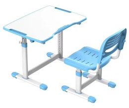 Fun Desk BIURKO+KRZESEŁKO regulowane Sole II Blue-s Biały/Niebieski