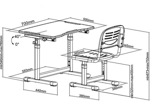 Fun Desk BIURKO+KRZESEŁKO regulowane Sole II Blue-s Biały/Niebieski Fun Desk BIURKO+KRZESEŁKO regulowane Sole II Blue-s Biały/Niebieski
