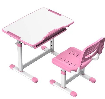 Fun Desk BIURKO+KRZESŁO regulowane SOLE PINK-s Biały/Róż