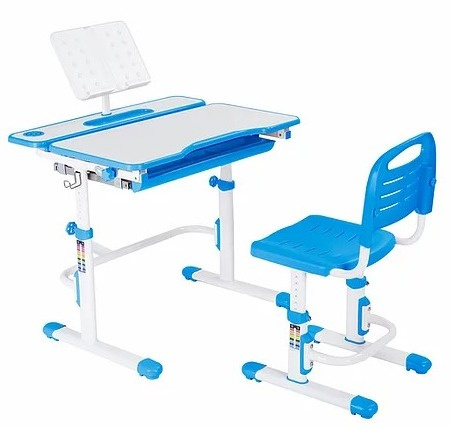 Fun Desk Botero Blue - Biurko z krzesełkiem lampa i stojak na książki - zestaw dla dziecka Niebieski/Biały Fun Desk Botero Blue - Biurko z krzesełkiem lampa i stojak na książki - zestaw dla dziecka Niebieski/Biały