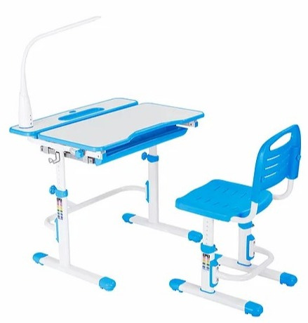 Fun Desk Botero Blue - Biurko z krzesełkiem lampa i stojak na książki - zestaw dla dziecka Niebieski/Biały Fun Desk Botero Blue - Biurko z krzesełkiem lampa i stojak na książki - zestaw dla dziecka Niebieski/Biały