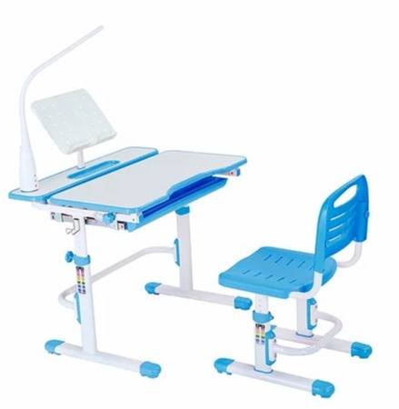 Fun Desk Botero Blue - Biurko z krzesełkiem lampa i stojak na książki - zestaw dla dziecka Niebieski/Biały Fun Desk Botero Blue - Biurko z krzesełkiem lampa i stojak na książki - zestaw dla dziecka Niebieski/Biały